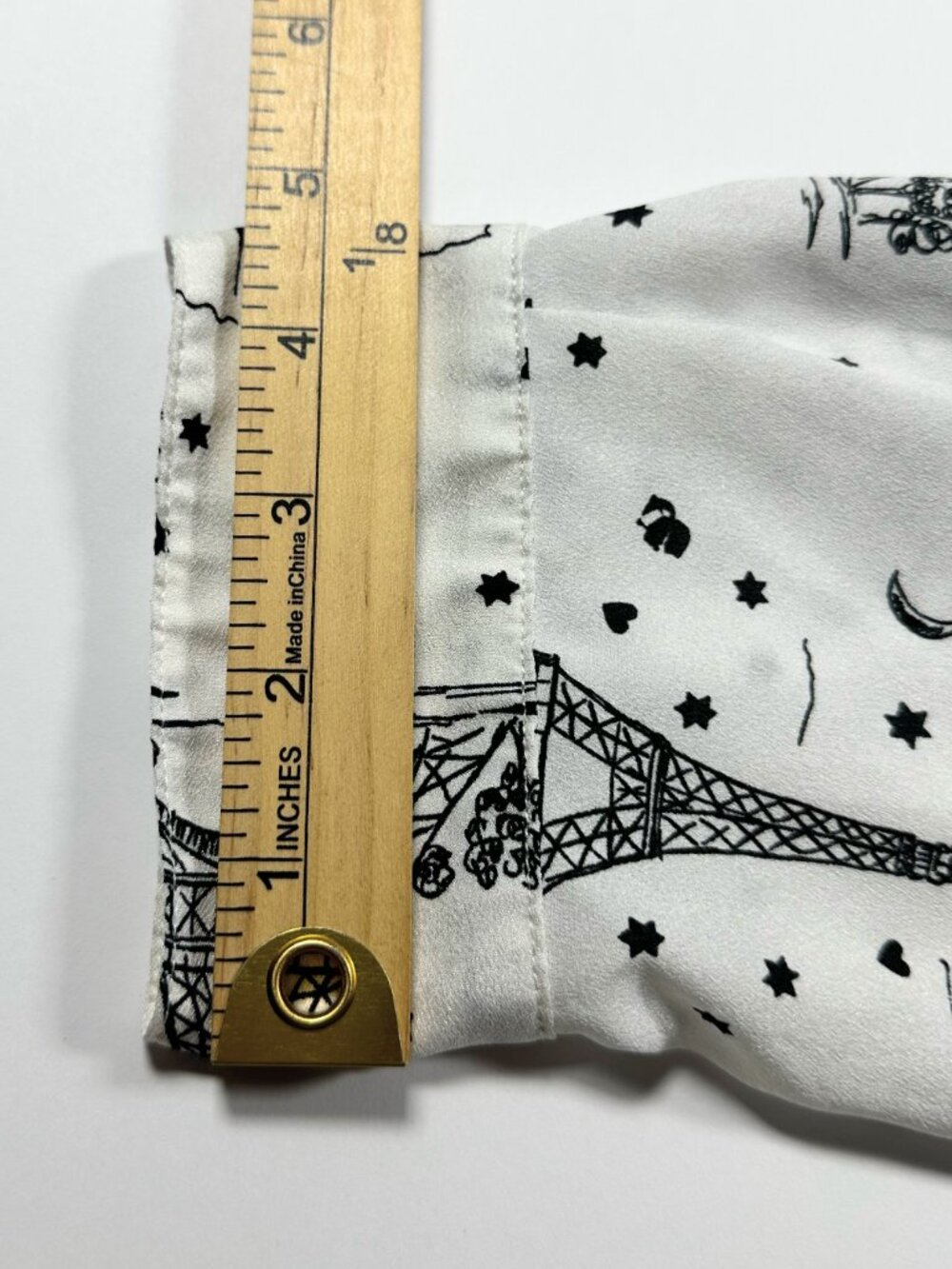 Karl Lagerfeld Women's Size XL Paris Eiffel Tower Blouse Top Long Sleeve Button - Picture 9 of 16